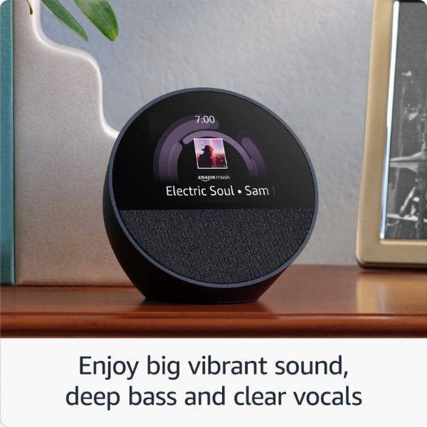 Amazon Echo Spot 2024 Noir – réveil Alexa, vue 3